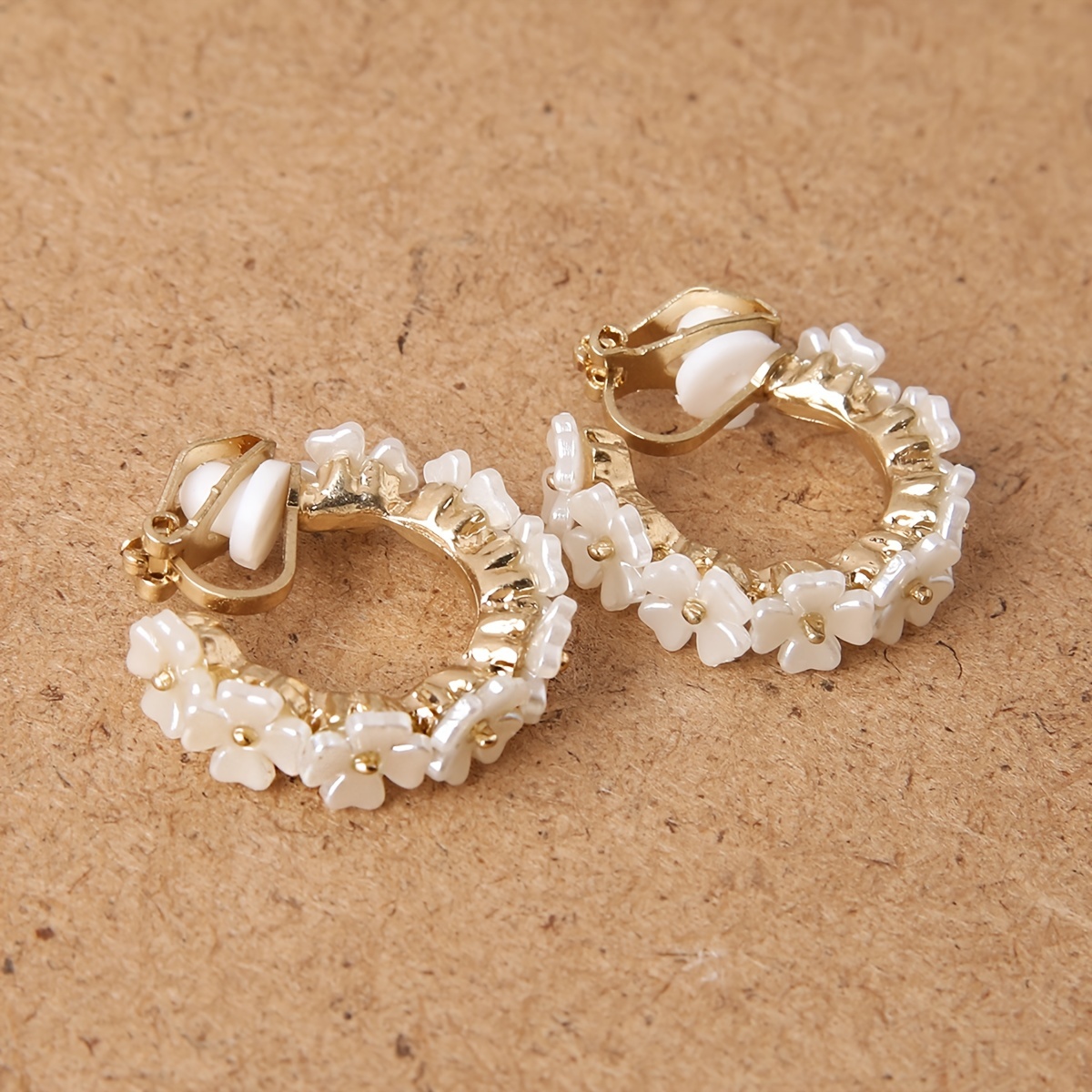 Golden Yellow Floral Women's Ear Clips